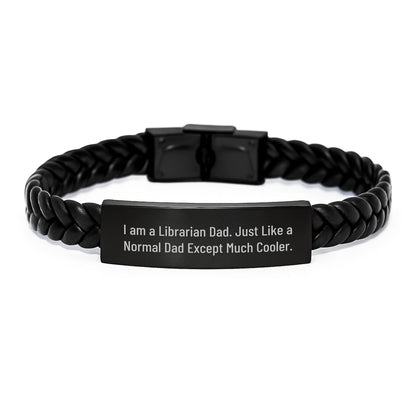 Gifts for Librarian Dad, Funny Quote Interlaced Leather Bracelet, Christmas Unique Gifts from Men to Librarian - The Buy Boom