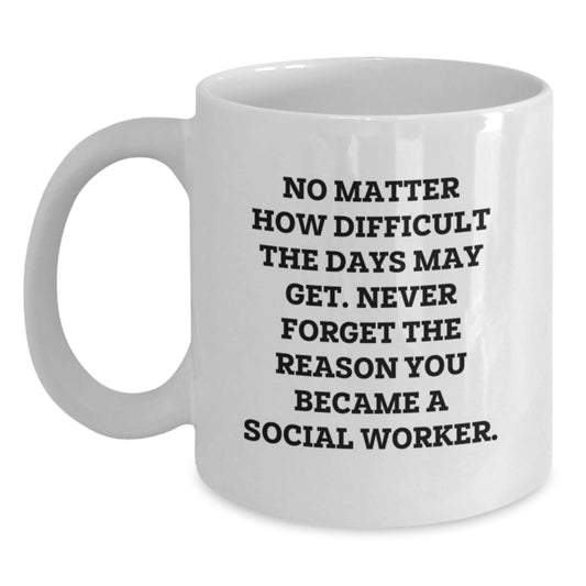 Gifts for Social Worker Friends - Inspirational White Coffee Mug, 11oz or 15oz, Christmas Unique Gifts from Family, Perfect for Social Workers, Never Forget The Reason You Became A Social Worker - The Buy Boom