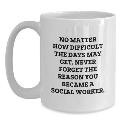 Gifts for Social Worker Friends - Inspirational White Coffee Mug, 11oz or 15oz, Christmas Unique Gifts from Family, Perfect for Social Workers, Never Forget The Reason You Became A Social Worker - The Buy Boom