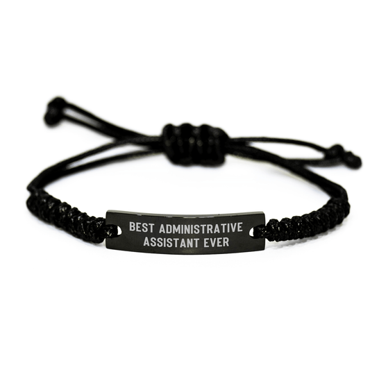 Gifts from Coworkers, Funny Administrative Assistant Gifts for, Inspirational Rope Bracelet - Best Ever Quote, Adjustable Black Stainless Steel Rope for Graduation Unique Gifts - The Buy Boom