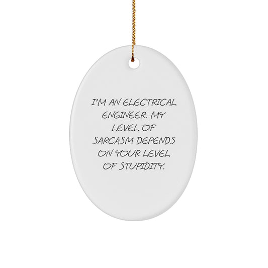 Gifts from Electrical Engineers - Oval Ornament for Christmas - Sarcasm Depends on Stupidity Level - Funny Quote - The Buy Boom