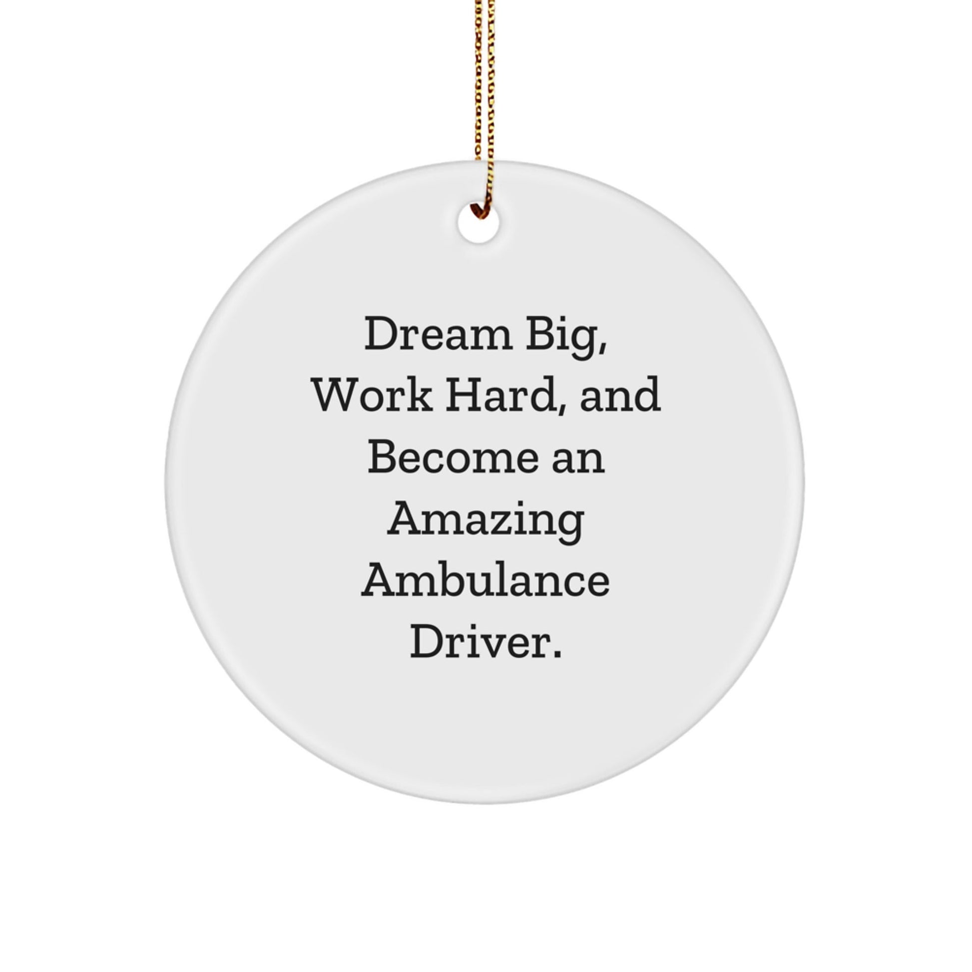 Gifts from Family and Friends for Ambulance Drivers - Dream Big Work Hard Circle Ornament, Ambulance Driver Christmas Unique Gifts - The Buy Boom