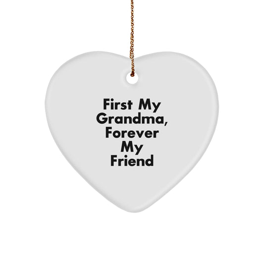 Gifts from Family for Grandma - First My Grandma, Forever My Friend Heart Ornament, Christmas Unique Gifts - The Buy Boom