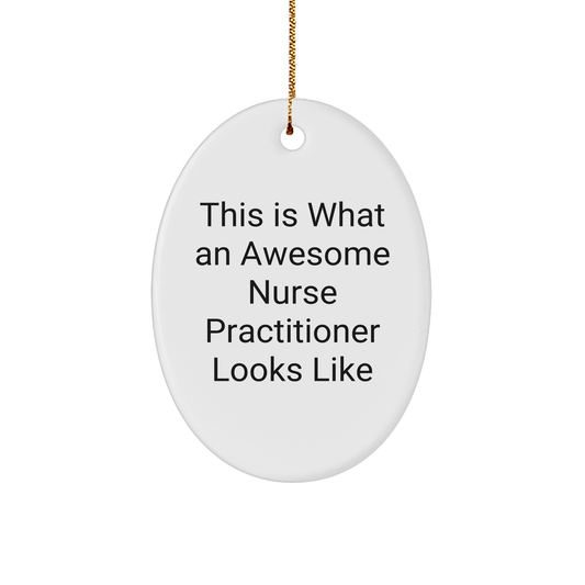 Gifts from Family to Awesome Nurse Practitioners - This Is What An Awesome Nurse Practitioner Looks Like, Oval Ornament, Christmas Unique Gifts for Nurse Practitioner - The Buy Boom