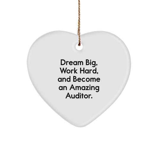Gifts from Friends and Family for Amazing Auditors - Dream Big Work Hard Heart Ornament, Inspirational Christmas Unique Gift for Auditors, Auditor Enthusiasts, and Auditing Professionals - The Buy Boom