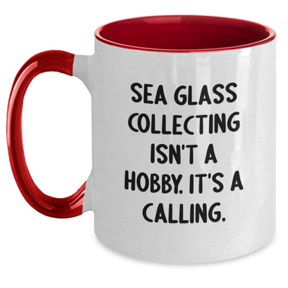 Gifts from Friends and Family for Sea Glass Collecting Enthusiasts - Two Tone Christmas Mugs - 'Sea Glass Collecting Isn't A Hobby. It's A Calling.' - The Buy Boom