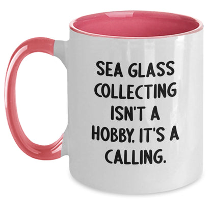 Gifts from Friends and Family for Sea Glass Collecting Enthusiasts - Two Tone Christmas Mugs - 'Sea Glass Collecting Isn't A Hobby. It's A Calling.' - The Buy Boom
