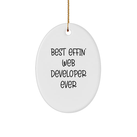 Gifts from Friends and Family for the Best Effin' Web Developer Ever - Oval Ornament - Funny Web Developer Christmas Unique Gifts - The Buy Boom