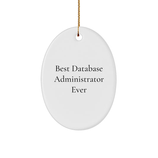 Gifts from Friends for Best Database Administrator Ever, Oval Ornament, White, Funny Quote, Christmas Unique - The Buy Boom