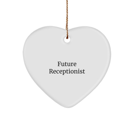 Gifts from Friends for Future Receptionist - Funny Quote Heart Ornament, White, Christmas Unique Gifts - The Buy Boom