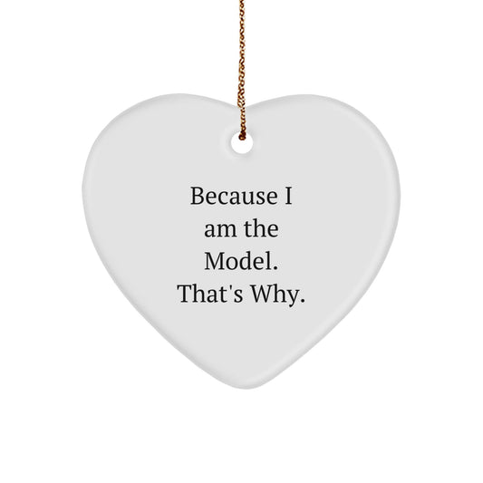 Gifts from Friends for Model Lovers - Because I Am The Model. That's Why. Heart Ornament, White, 2.75\ - The Buy Boom