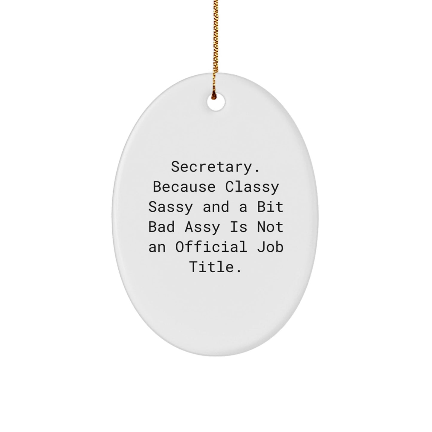 Gifts from Friends for Secretary Christmas Unique Oval Ornament Funny Quote - Classy Sassy And A Bit Fearlessy Is Not An Official Job Title. - The Buy Boom