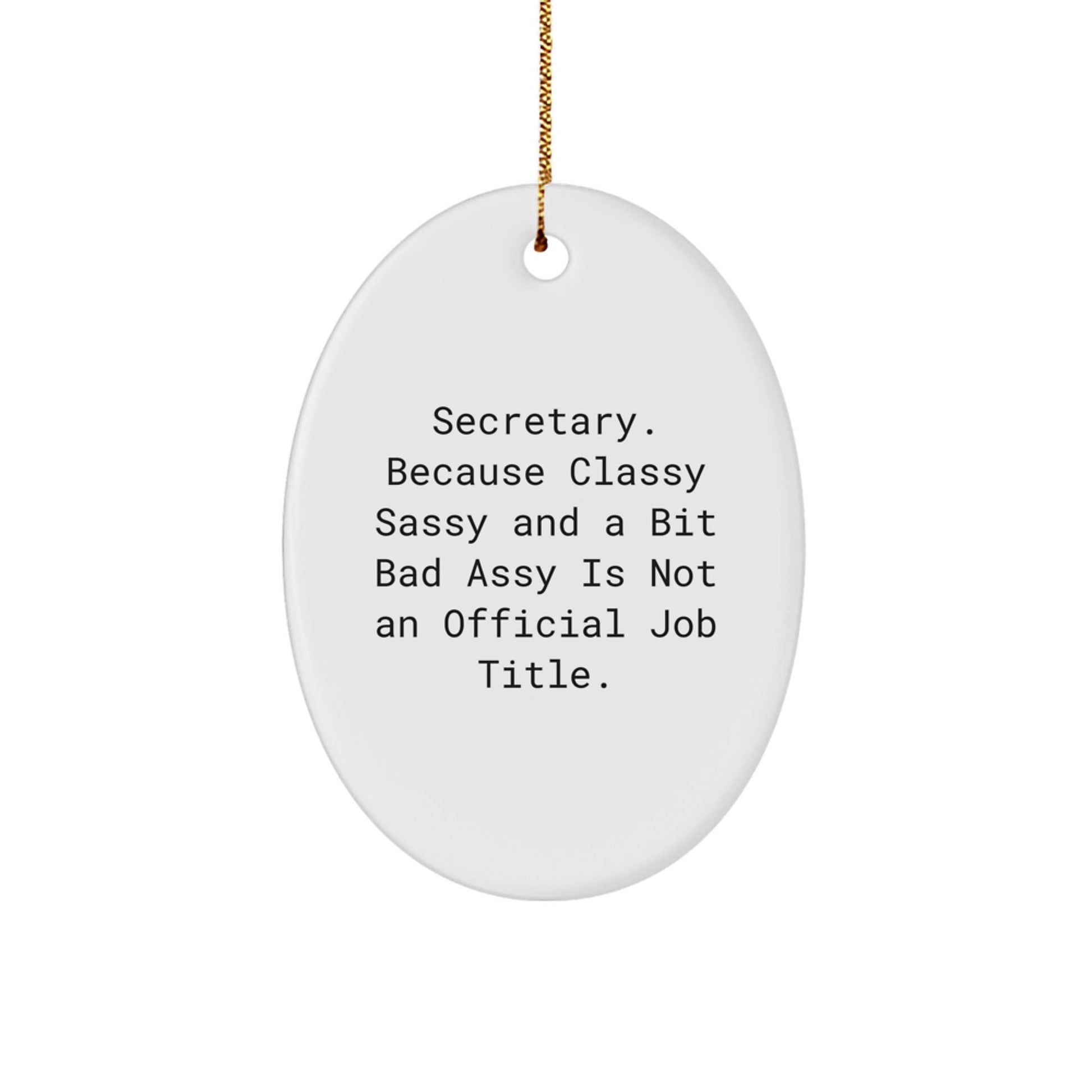 Gifts from Friends for Secretary Christmas Unique Oval Ornament Funny Quote - Classy Sassy And A Bit Fearlessy Is Not An Official Job Title. - The Buy Boom