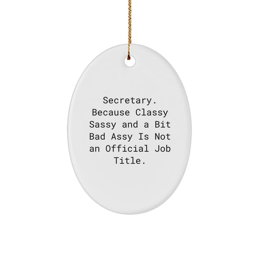Gifts from Friends for Secretary Christmas Unique Oval Ornament Funny Quote - Classy Sassy And A Bit Fearlessy Is Not An Official Job Title. - The Buy Boom