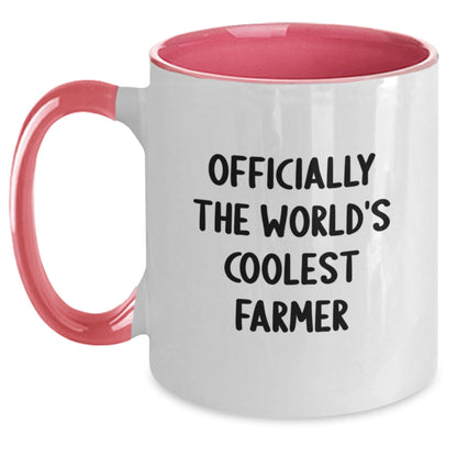 Gifts from Friends for the World's Coolest Farmer Funny Two Tone Coffee Mug, Christmas Unique Gifts for Farmers, Farmers' Favorite Mugs - The Buy Boom