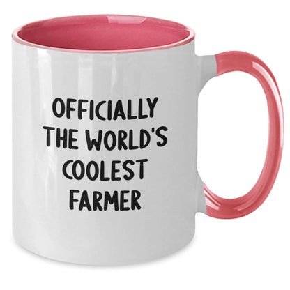 Gifts from Friends for the World's Coolest Farmer Funny Two Tone Coffee Mug, Christmas Unique Gifts for Farmers, Farmers' Favorite Mugs - The Buy Boom