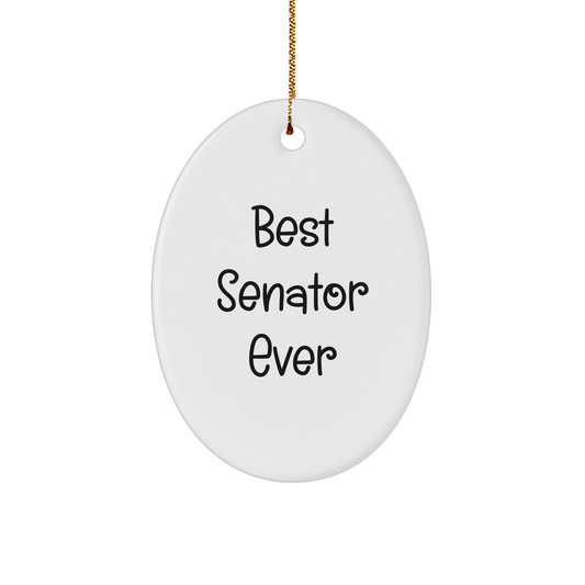 Gifts from Friends, Gifts for Senators - 'Best Senator Ever' Oval Ornament, White, Christmas Unique Gifts - The Buy Boom