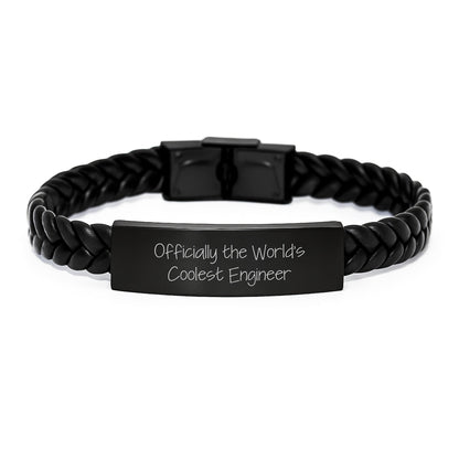 Gifts from Friends to Engineer, Officially The World's Coolest Engineer Interlaced Leather Bracelet for Graduation, Unique Men's Accessories - The Buy Boom