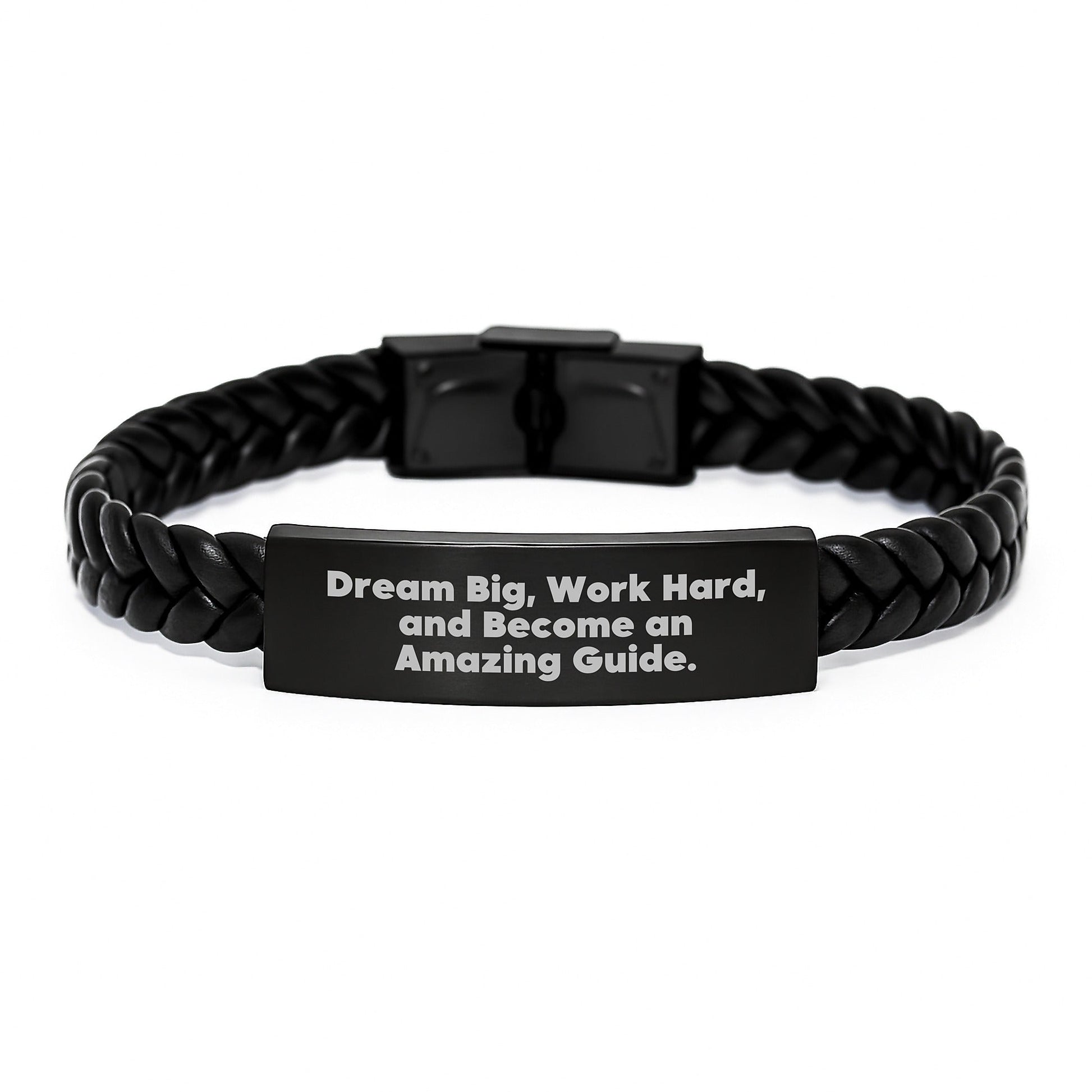Gifts from Friends to Guide: Inspirational Interlaced Leather Birthday Present for Men and Women, 'Dream Big, Work Hard, And Become An Amazing Guide.' Quote - The Buy Boom