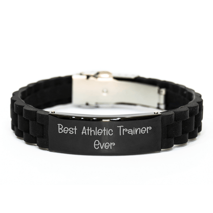 Gifts from Men to Best Athletic Trainer Ever - Inspirational Glide lock Clasp Black Stainless Steel Silicone Adjustable Graduation Unique Gifts - The Buy Boom