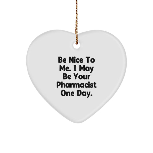 Gifts from Men to Pharmacist Be Nice To Me I May Be Your Pharmacist One Day Heart Ornament for Christmas - The Buy Boom