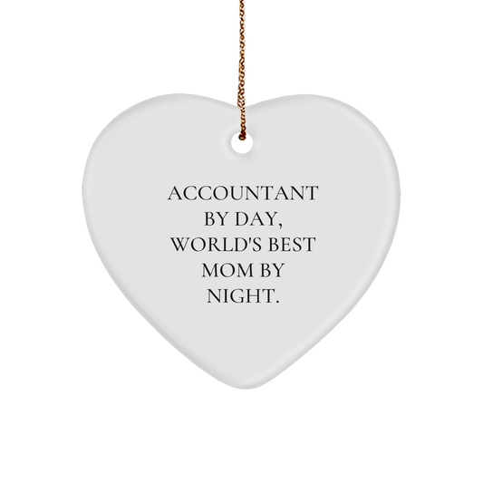 Gifts from Mom - Accountant By Day, World's Best Mom By Night. Heart Ornament for Christmas, Unique Gifts for Accountant - The Buy Boom