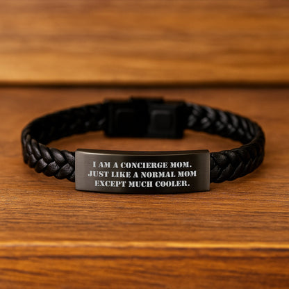 Gifts from Moms, Gifts for Concierge Moms - Interlaced Leather Bracelet, Funny Quote, Birthday Unique Gifts - The Buy Boom