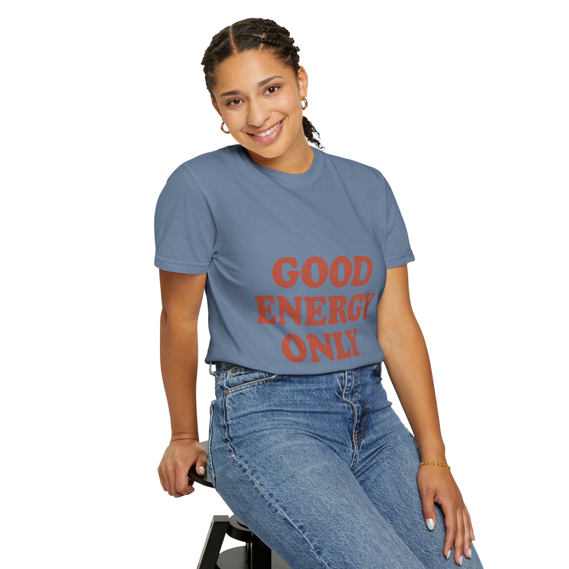 Good Energy Only T-Shirt – Retro Unisex Tee | Positive Vibes Shirt | Uplifting Gift for Friends & Family - The Buy Boom