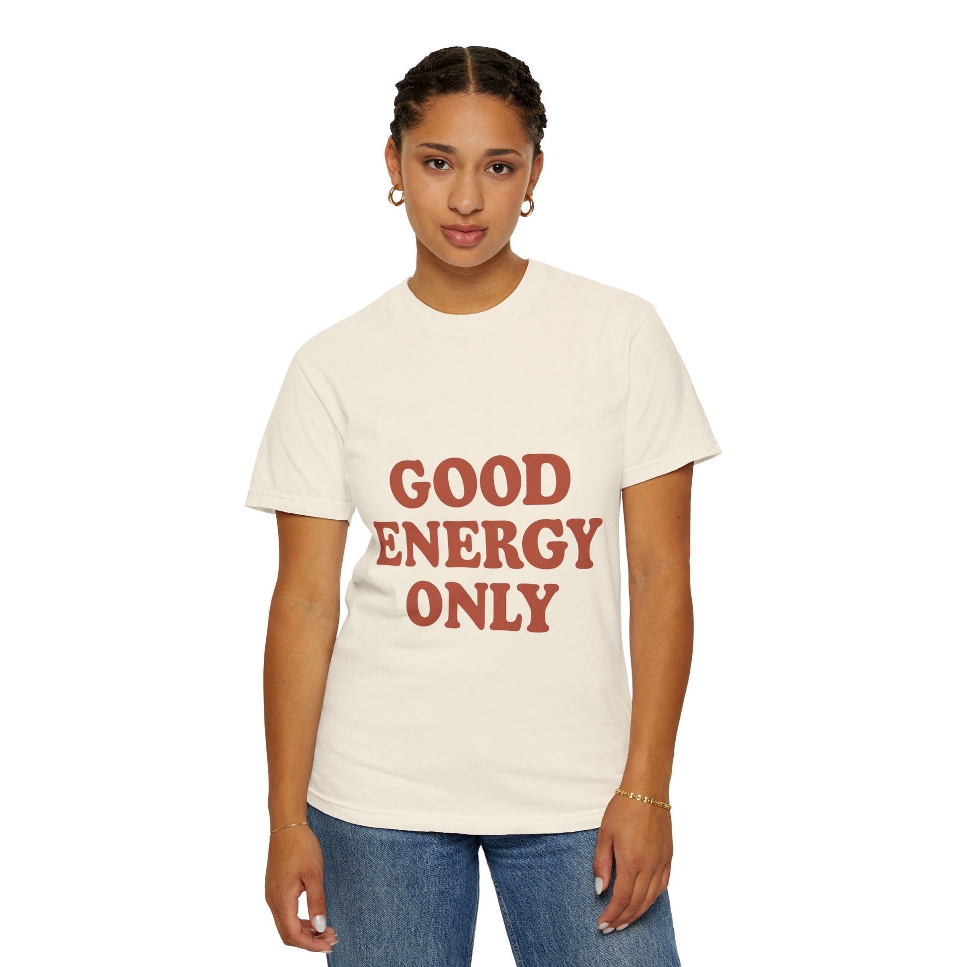 Good Energy Only T-Shirt – Retro Unisex Tee | Positive Vibes Shirt | Uplifting Gift for Friends & Family - The Buy Boom