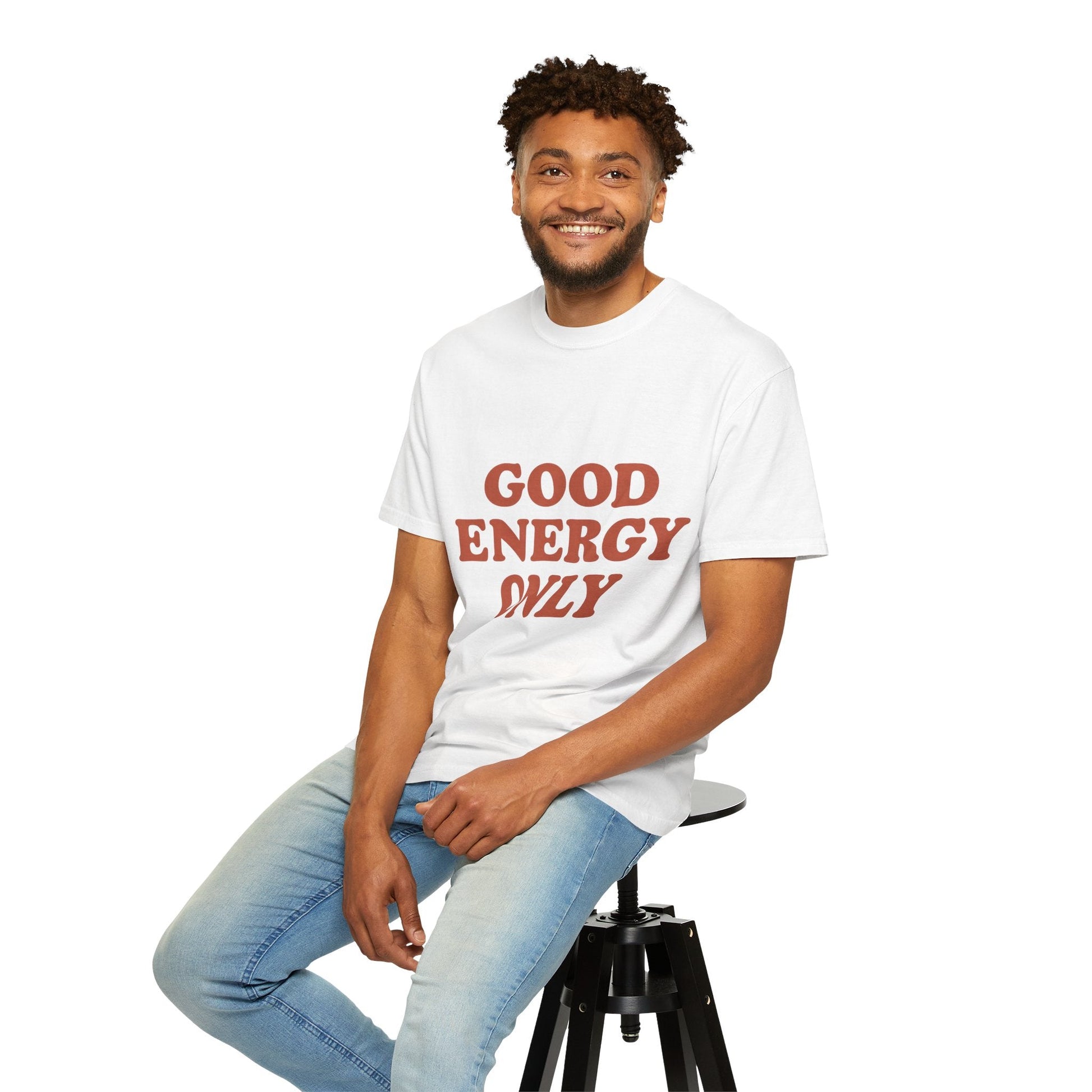 Good Energy Only T-Shirt – Retro Unisex Tee | Positive Vibes Shirt | Uplifting Gift for Friends & Family - The Buy Boom