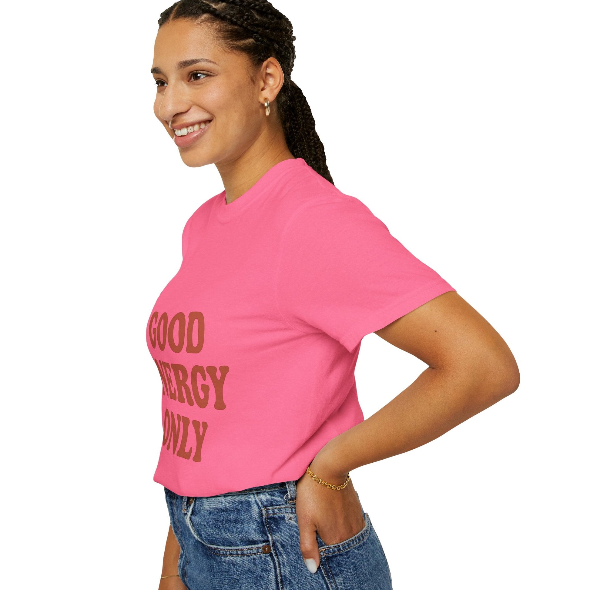 Good Energy Only T-Shirt – Retro Unisex Tee | Positive Vibes Shirt | Uplifting Gift for Friends & Family - The Buy Boom