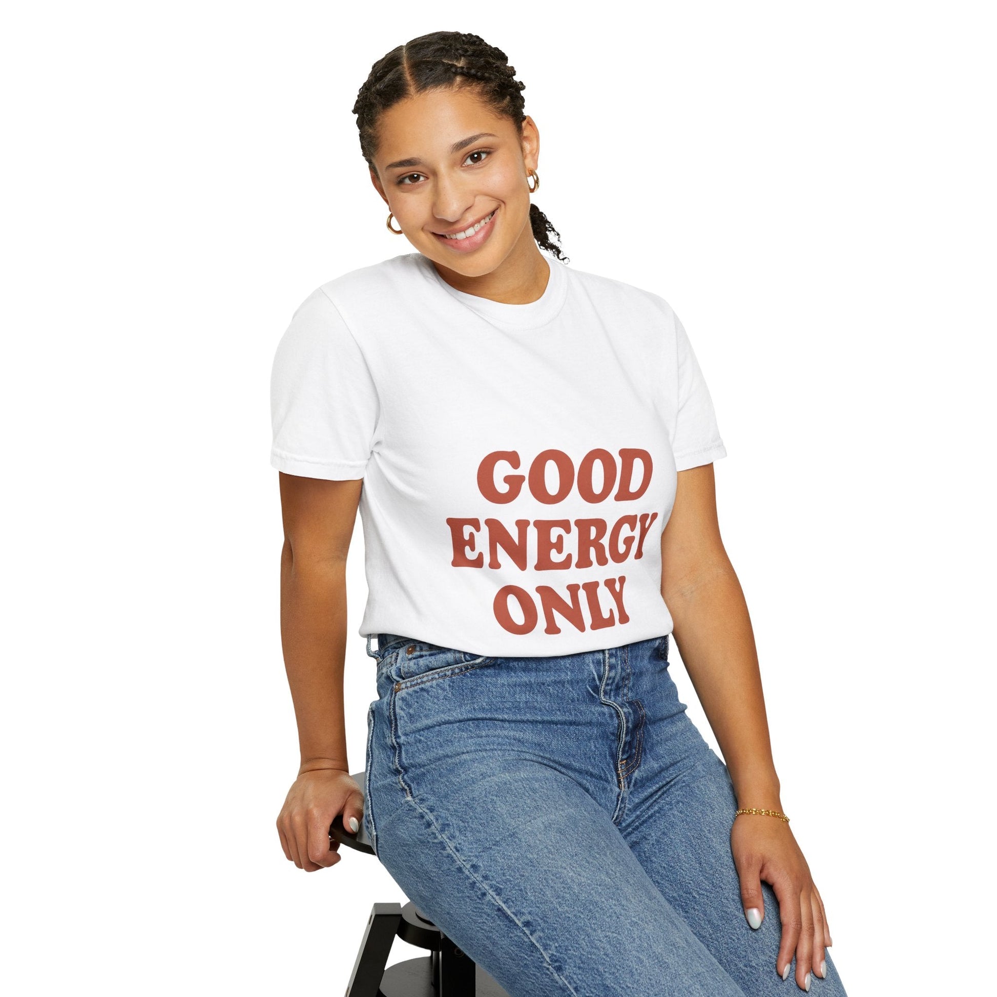 Good Energy Only T-Shirt – Retro Unisex Tee | Positive Vibes Shirt | Uplifting Gift for Friends & Family - The Buy Boom
