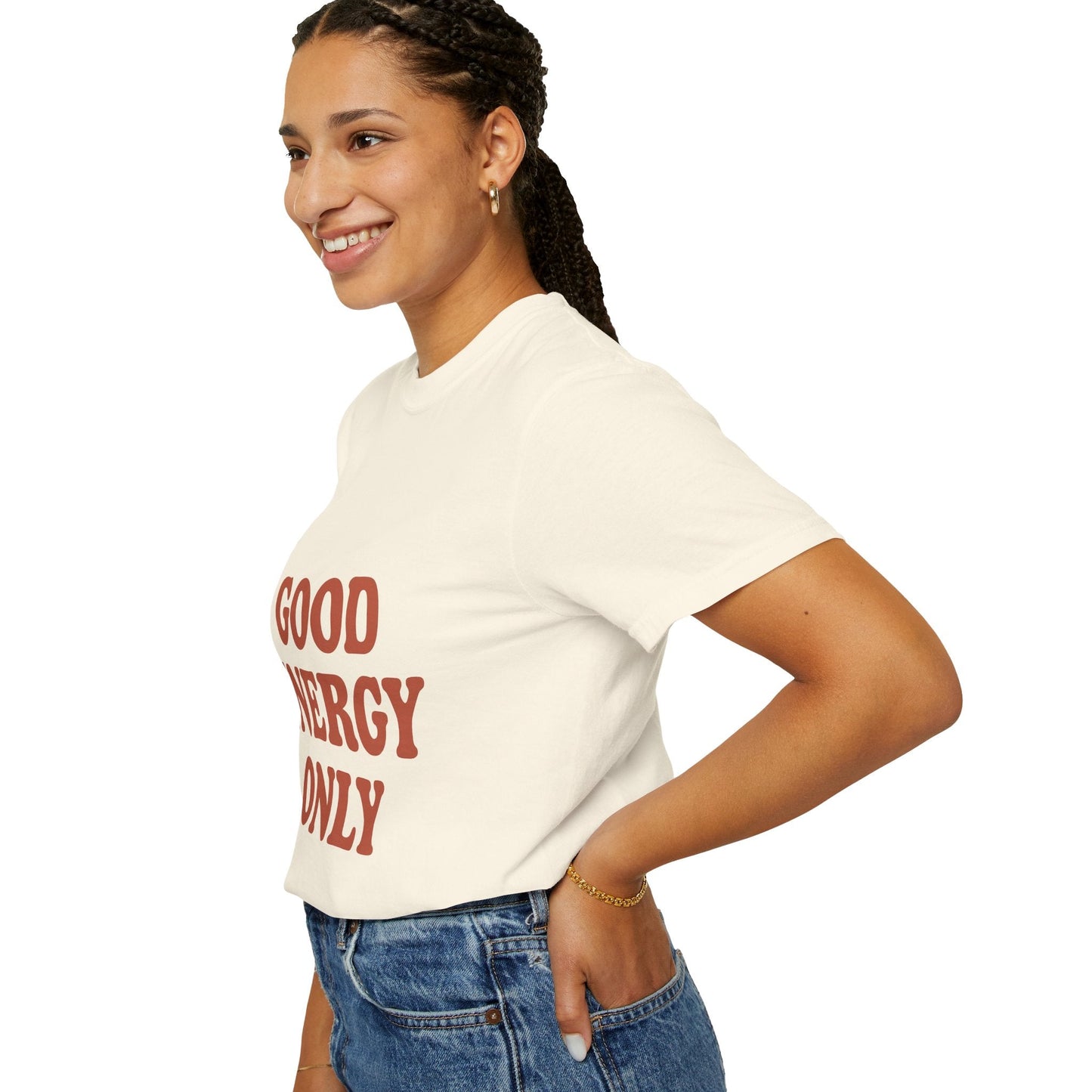 Good Energy Only T-Shirt – Retro Unisex Tee | Positive Vibes Shirt | Uplifting Gift for Friends & Family - The Buy Boom