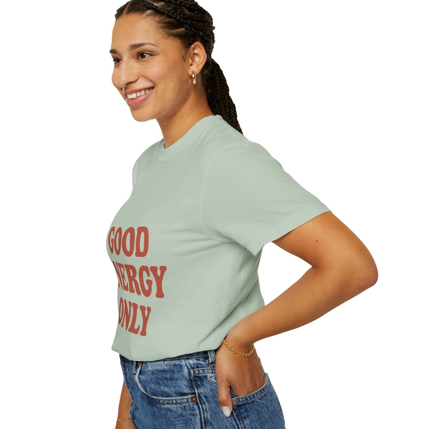 Good Energy Only T-Shirt – Retro Unisex Tee | Positive Vibes Shirt | Uplifting Gift for Friends & Family - The Buy Boom