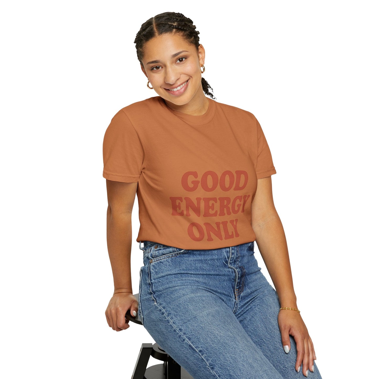 Good Energy Only T-Shirt – Retro Unisex Tee | Positive Vibes Shirt | Uplifting Gift for Friends & Family - The Buy Boom
