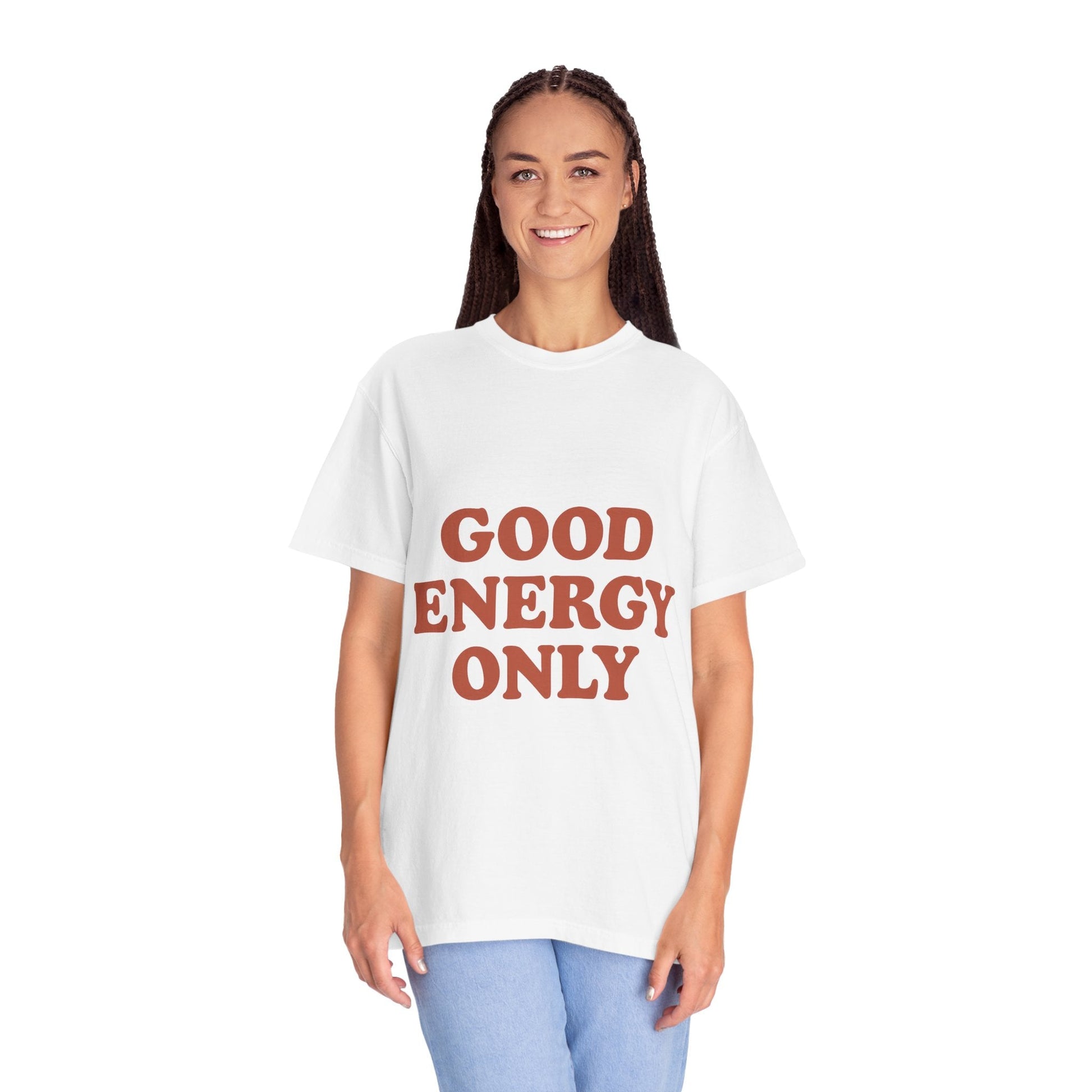 Good Energy Only T-Shirt – Retro Unisex Tee | Positive Vibes Shirt | Uplifting Gift for Friends & Family - The Buy Boom