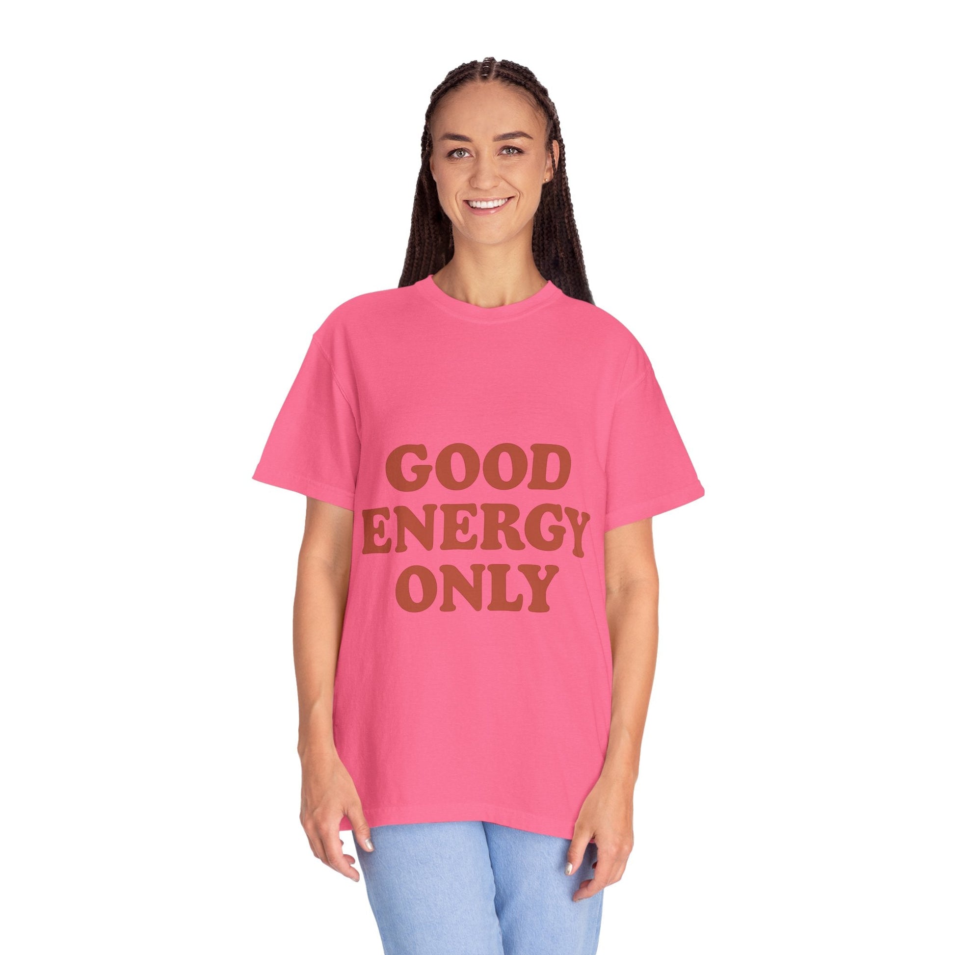 Good Energy Only T-Shirt – Retro Unisex Tee | Positive Vibes Shirt | Uplifting Gift for Friends & Family - The Buy Boom