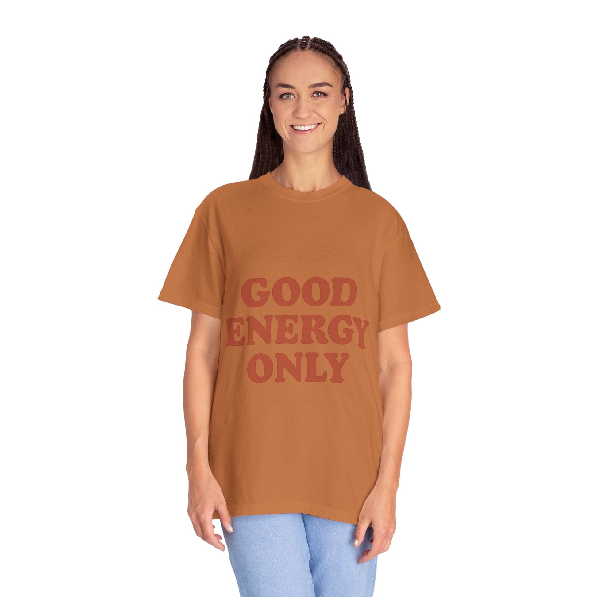 Good Energy Only T-Shirt – Retro Unisex Tee | Positive Vibes Shirt | Uplifting Gift for Friends & Family - The Buy Boom