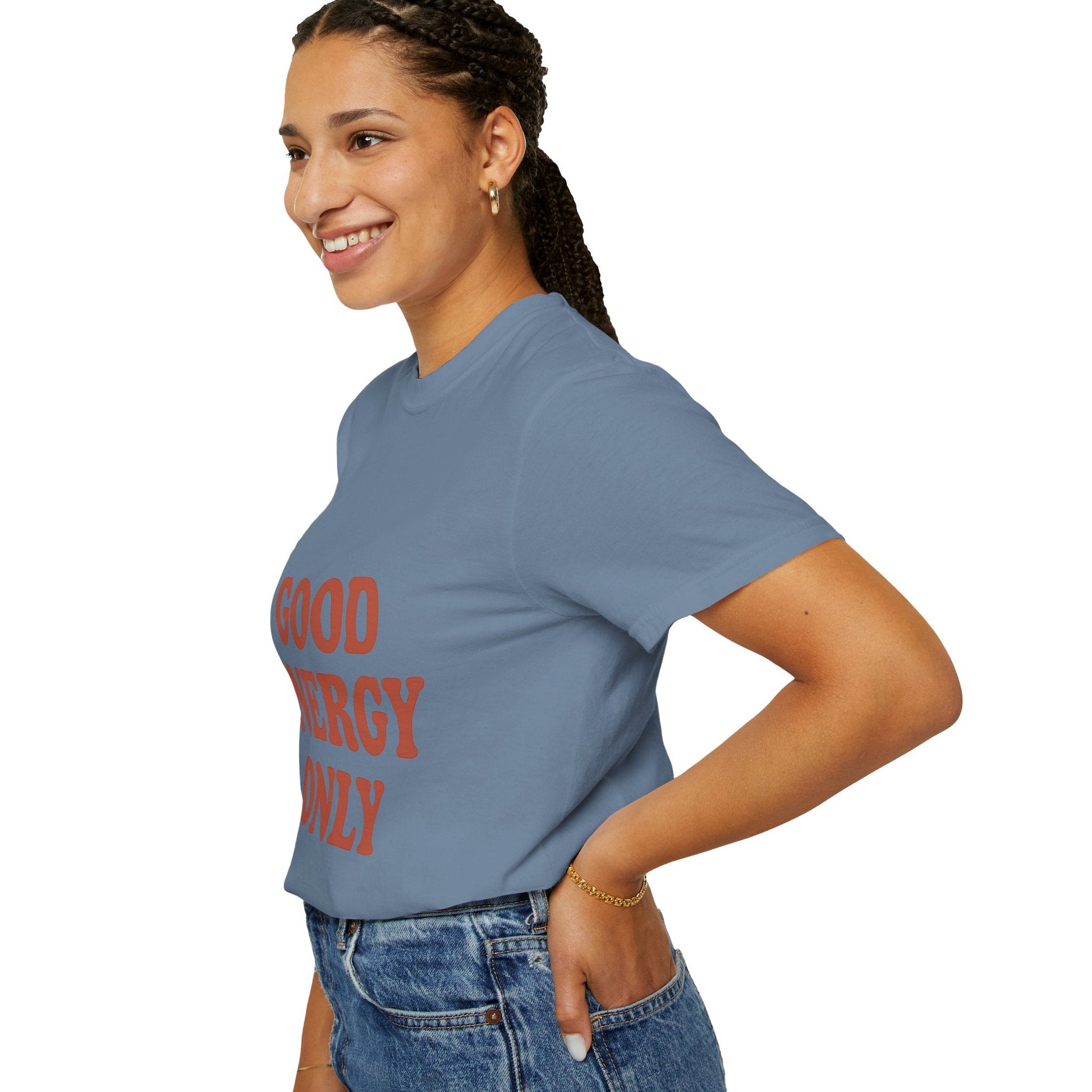 Good Energy Only T-Shirt – Retro Unisex Tee | Positive Vibes Shirt | Uplifting Gift for Friends & Family - The Buy Boom
