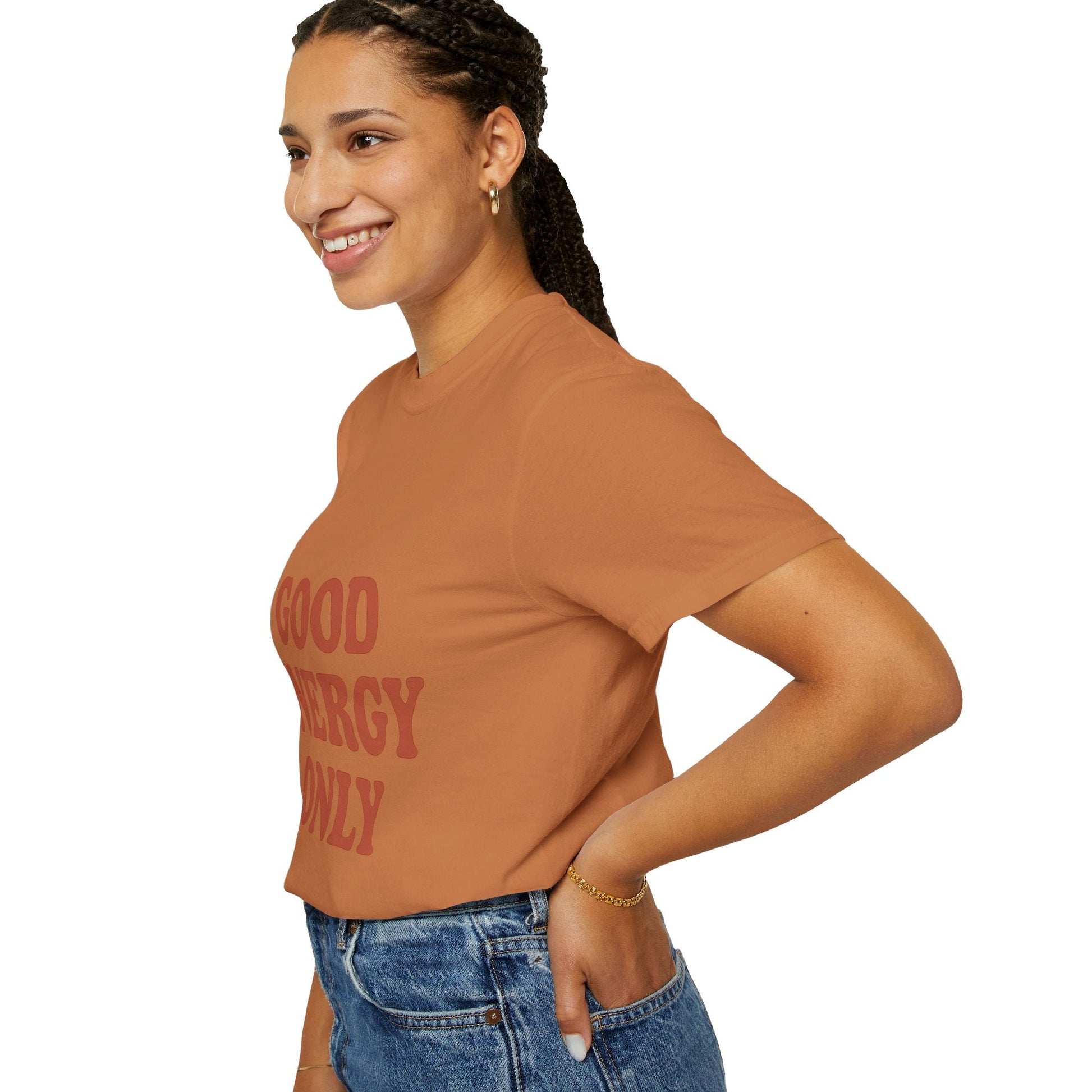 Good Energy Only T-Shirt – Retro Unisex Tee | Positive Vibes Shirt | Uplifting Gift for Friends & Family - The Buy Boom