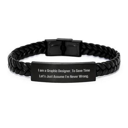 Graphic Designer Gifts, Interlaced Leather Bracelet, Funny Quote, Gifts for Graphic Designers, Graduation Unique Gifts from Coworkers - The Buy Boom