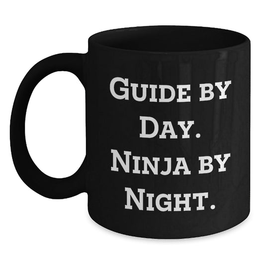Guide Enthusiast Gifts from Friends for Graduation, Funny Black Coffee Mug - 'Guide By Day. Ninja By Night.' - The Buy Boom