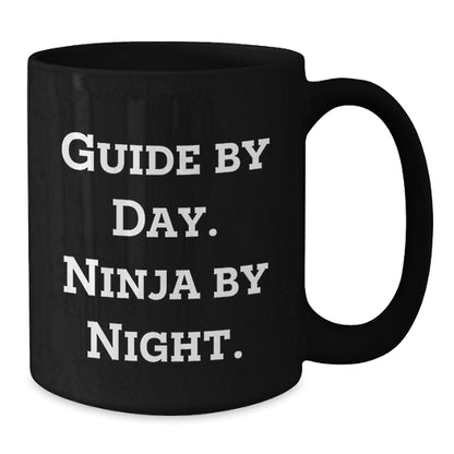 Guide Enthusiast Gifts from Friends for Graduation, Funny Black Coffee Mug - 'Guide By Day. Ninja By Night.' - The Buy Boom