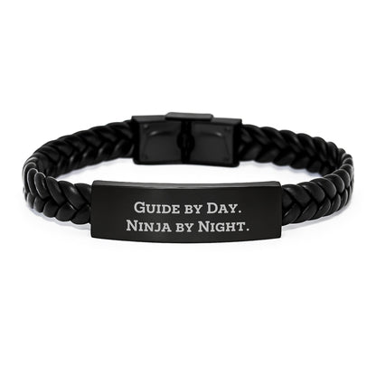 Guide Gifts by Day, Ninja Gifts by Night - Interlaced Leather Graduation Accessories for Guide Enthusiasts, Funny Quote, Gifts for Guide, Gifts from Friends - The Buy Boom