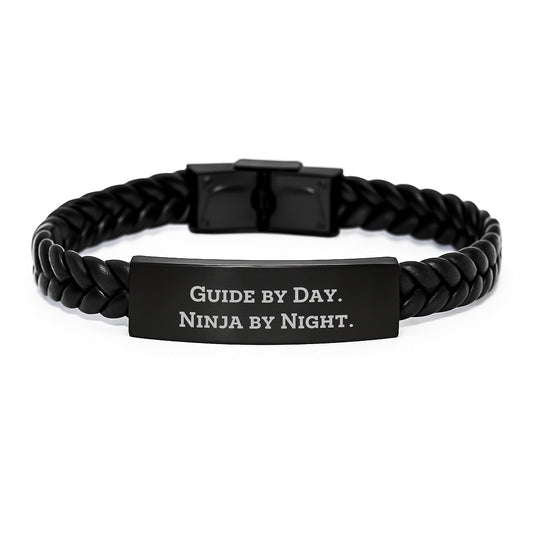 Guide Gifts by Day, Ninja Gifts by Night - Interlaced Leather Graduation Accessories for Guide Enthusiasts, Funny Quote, Gifts for Guide, Gifts from Friends - The Buy Boom