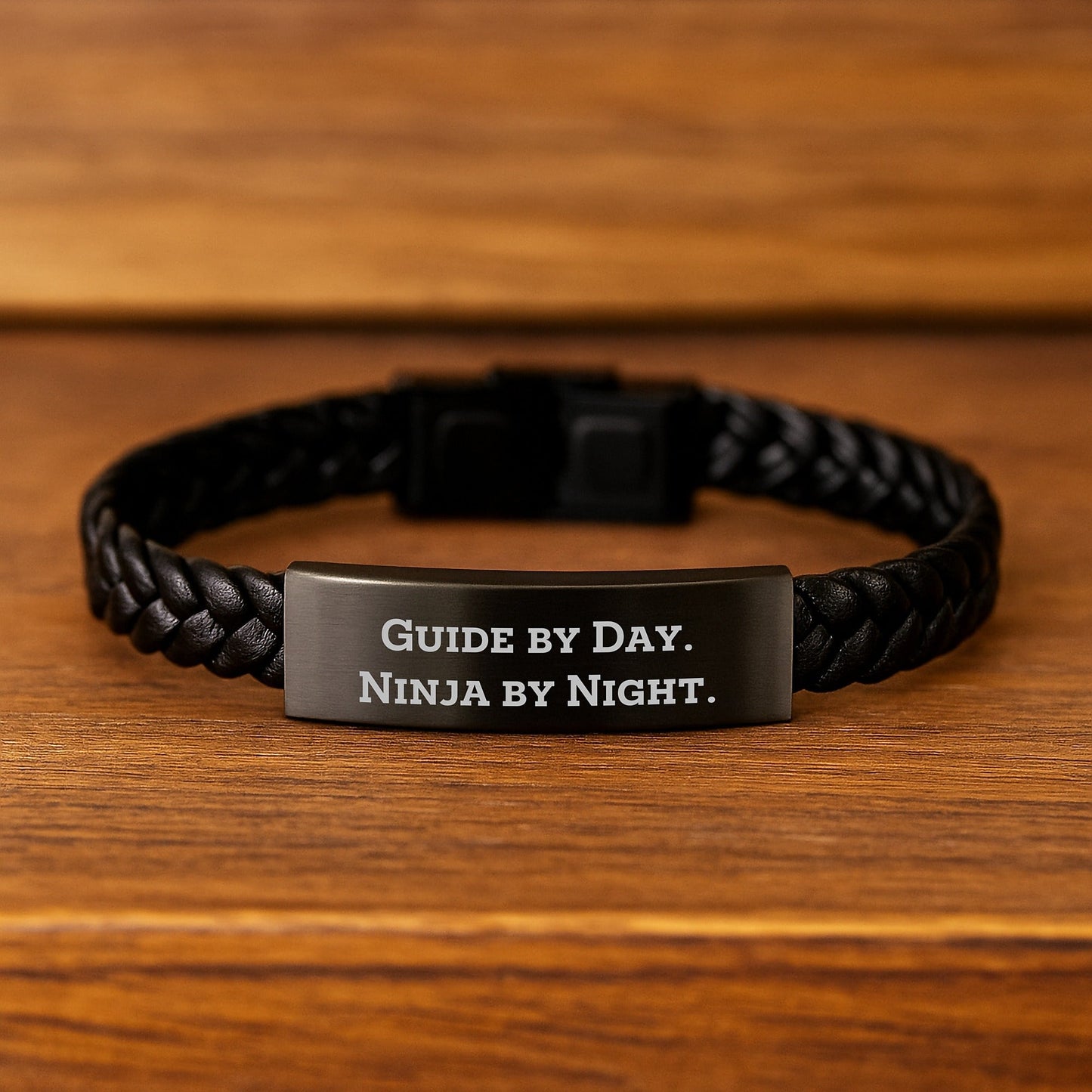 Guide Gifts by Day, Ninja Gifts by Night - Interlaced Leather Graduation Accessories for Guide Enthusiasts, Funny Quote, Gifts for Guide, Gifts from Friends - The Buy Boom