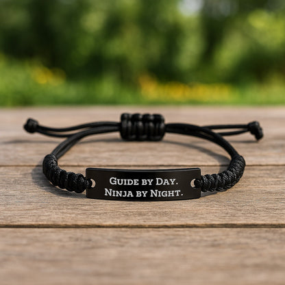 Guide Gifts from Friends Family - Funny Quote Rope Bracelet for Guide by Day Ninja by Night Graduation Unique Gifts - The Buy Boom