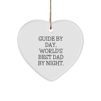 Guide Gifts from Men to Guide, Heart Ornament - 'By Day, World's Best Dad By Night' Quote for Christmas - The Buy Boom