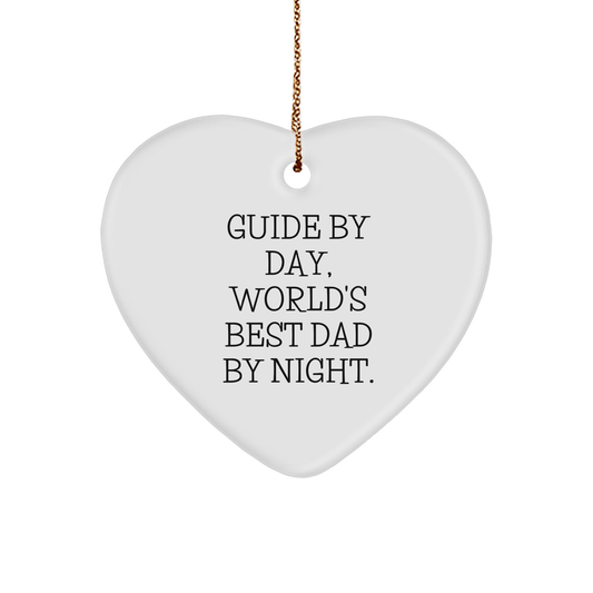 Guide Gifts from Men to Guide, Heart Ornament - 'By Day, World's Best Dad By Night' Quote for Christmas - The Buy Boom