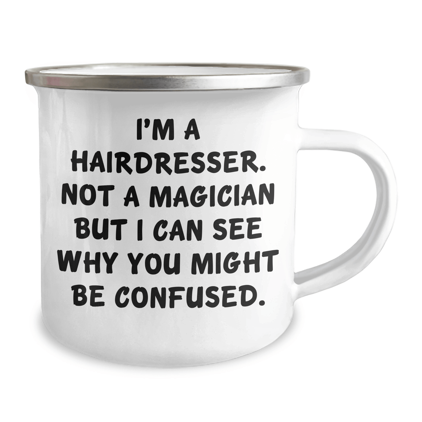 Hairdresser Humor Camping Mug, Funny Quote Gifts from Men to Hairdresser, Father's Day Unique Gifts - The Buy Boom
